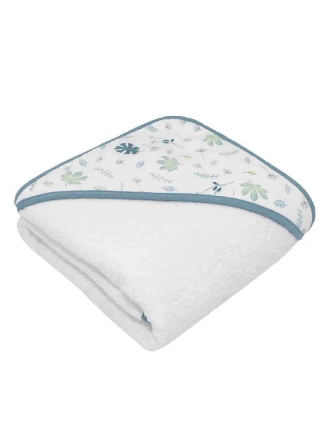 Banana Leaf & Teal Muslin Hooded Towel