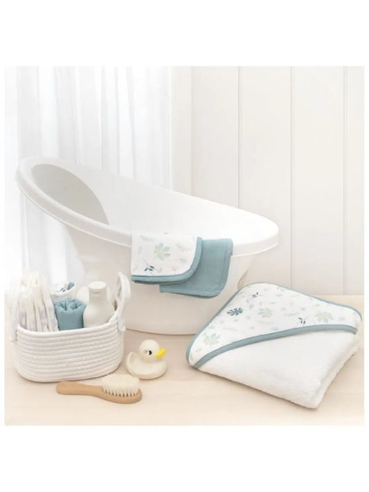 Banana Leaf & Teal Muslin Hooded Towel