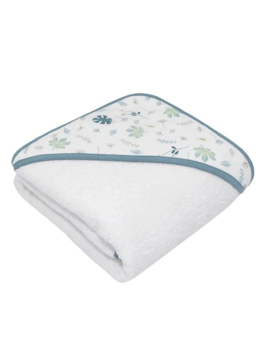 Banana Leaf & Teal Muslin Hooded Towel